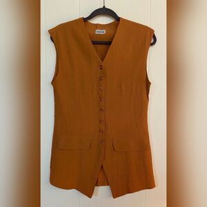Ormond Top Women’s Medium Brown Crepe Vest Tunic Vintage USA